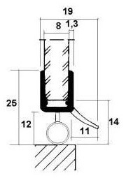 Dichtungsprofil für Duschen, wasserabweisend, PVC, transparent, Glasstärke 6 - 8 mm, L = 2010 mm