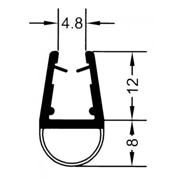 Dichtungsprofil für Duschen Rohr (Ballon), PVC, transparent, Glasstärke 6 - 8 mm, L = 2200 mm